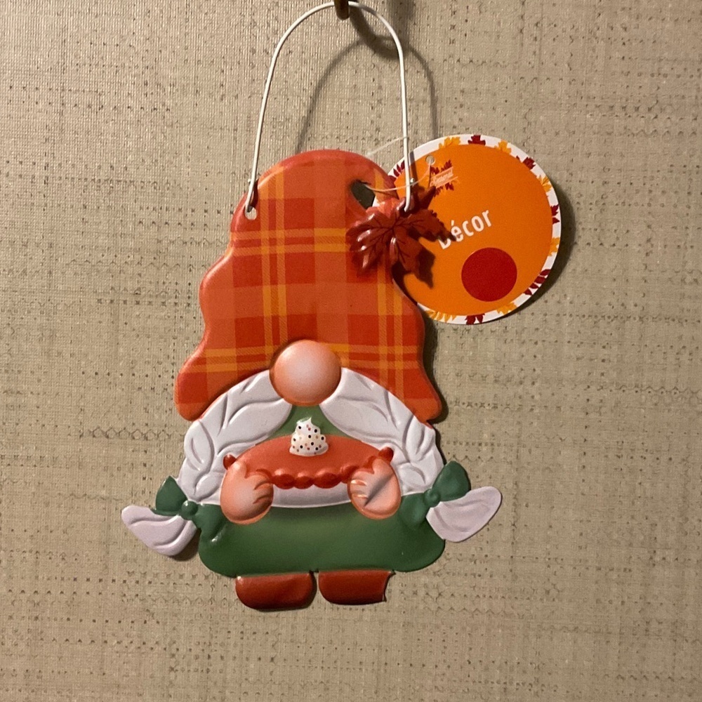 Festive Plaid Gnome Ornament - Green and Orange